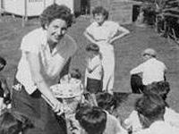 woman serving picnic