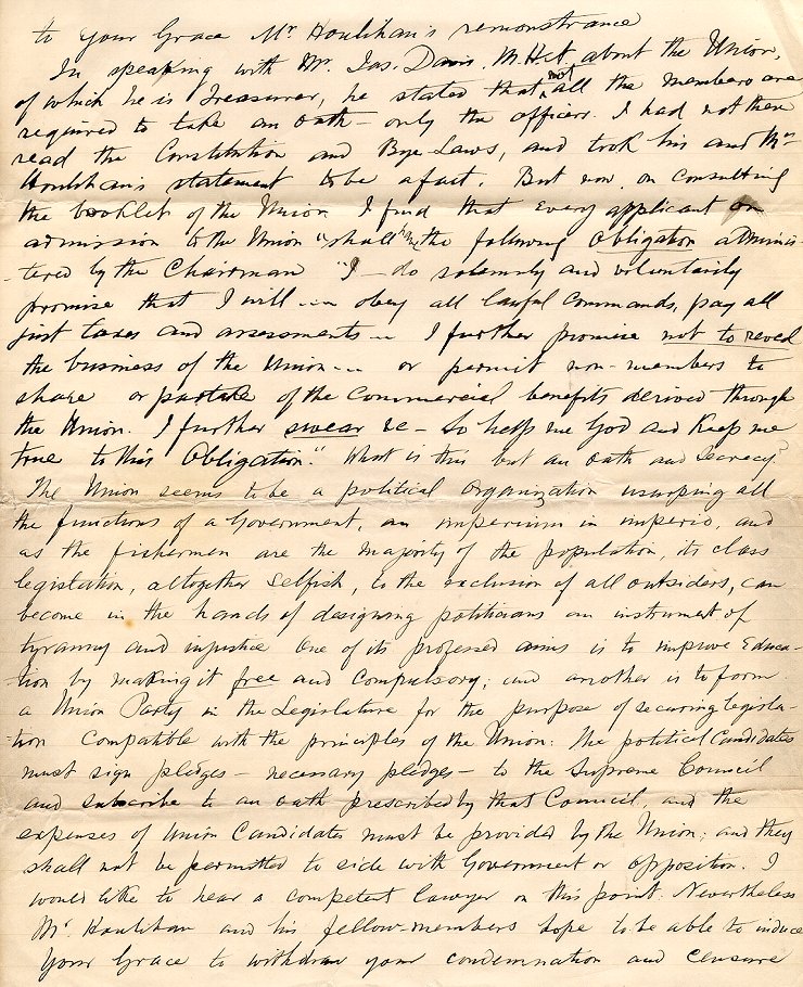 Lettre de John J. St. John, P.P., &agrave; l'archev&ecirc;que M.F. Howley, Argentia, 26 mars 1909, Page 2