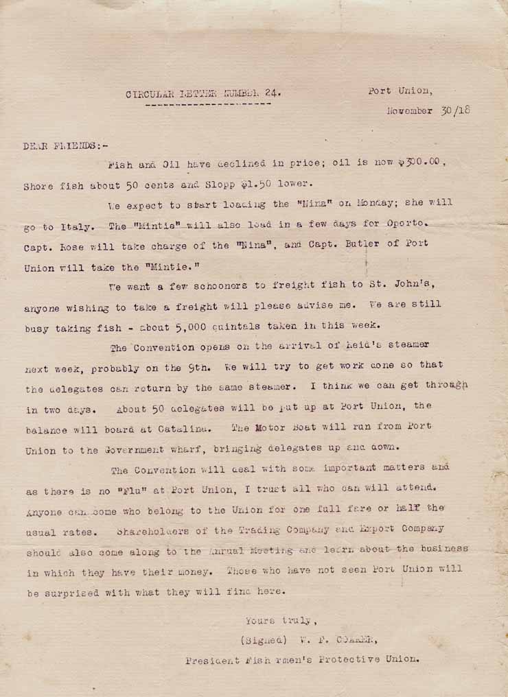 Lettre circulaire no 24. 20 nov. 1918