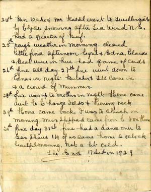 Page from Althea Simms' Diary
