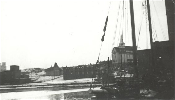 Port Union Harbour with schooner in foreground.