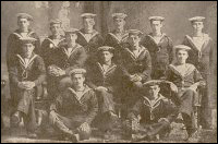 Coaker Recruits. From right to left-1st Row-A.J. Windsor, K. Crews, W. Fowlow, J. Pelley, E.J. Thornhill, J. Bungay.  2nd Row-W.P. Vincent, A. Crews, Henry Tulk, J. Thornhill, G. Hillier.  3rd Row-H.V. Hunter, F. White.