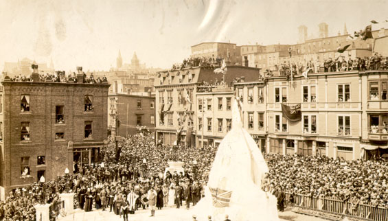 Ceremony at the War Memorial before the unveiling of the monument, St. John's