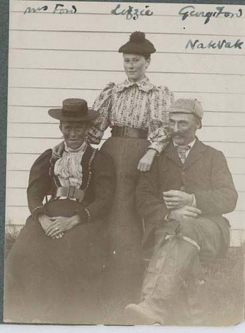 Mrs. Ford, Lizzie and George Ford, Nakvak, before 1909