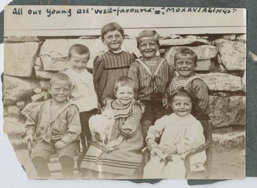 Seven Moravian children, Labrador, ca. 1909