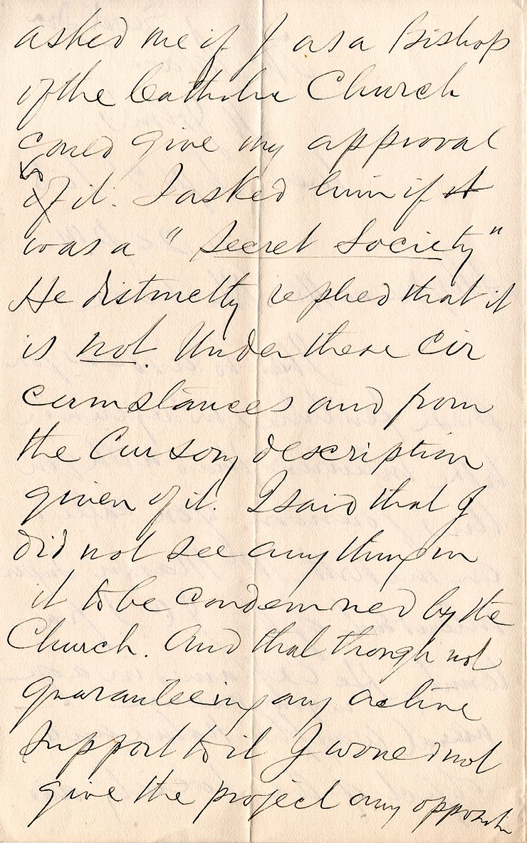 Lettre de l'archev&ecirc;que M.F. Howley &agrave; M. Wallace, 2 septembre 1908, Page 2