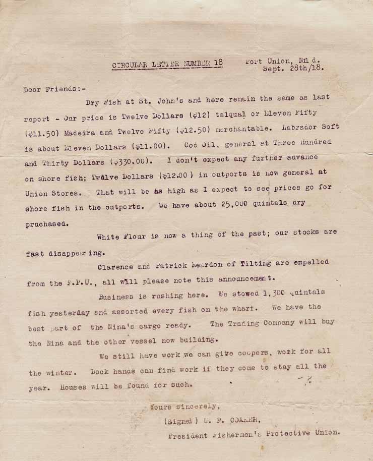 Lettre circulaire no 18. 28 sept. 1918