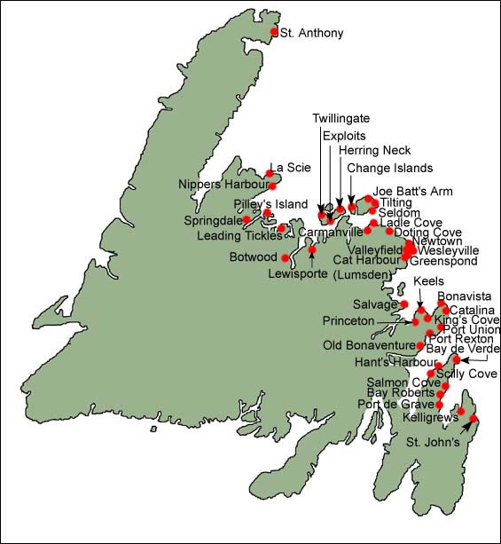 Carte des magasins de la Fishermen's Union Trading Company (FUTC)