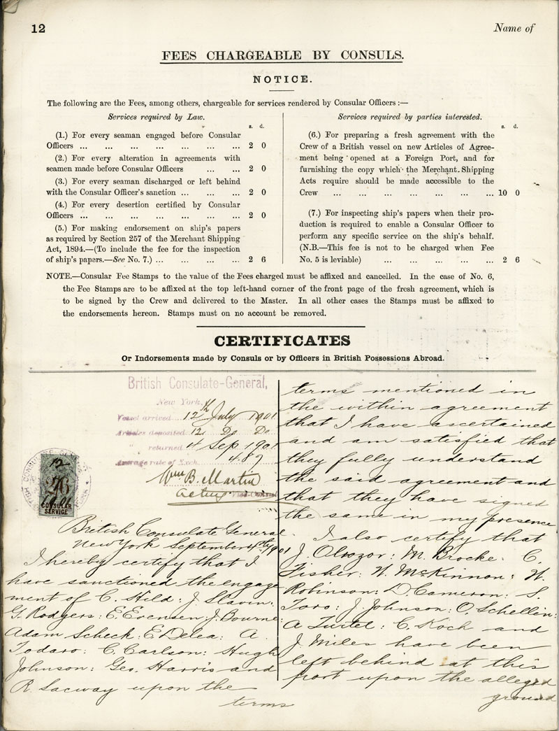 Armdale Crew Agreement, 1902