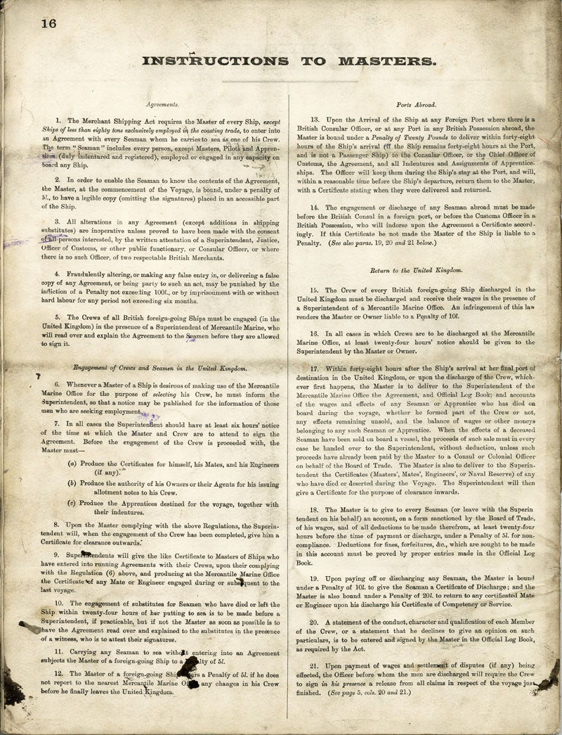 Armdale Crew Agreement, 1902