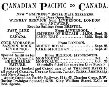 Canadian Pacific Railway Company Advertisement