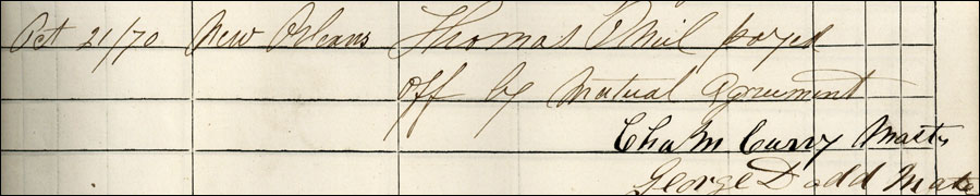 Thomas O'Neil's Discharge, 1870