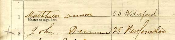 Matthew Dunn Signature, 1870