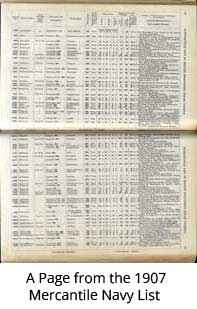 A Page from the 1907 Merchant Navy List