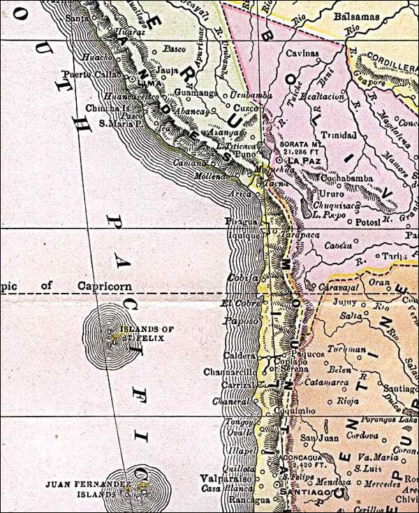 Detail of the South American West Coast