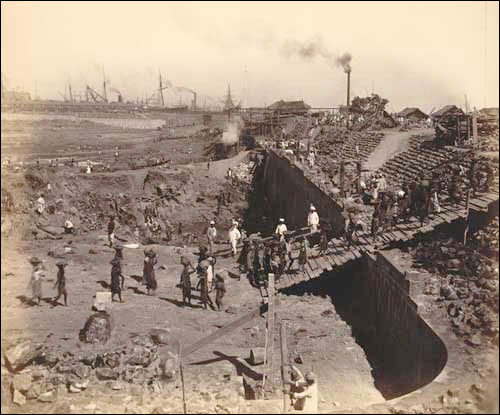 Victoria Dock under Construction, 1866