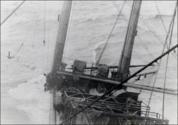 Bow of the USS Pollux Sinking, February 18, 1942
