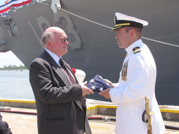 Wayde Rowsell Being Presented with an American Flag, 2009