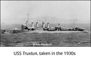 The USS Truxtun, DD229. Image taken in the 1930s