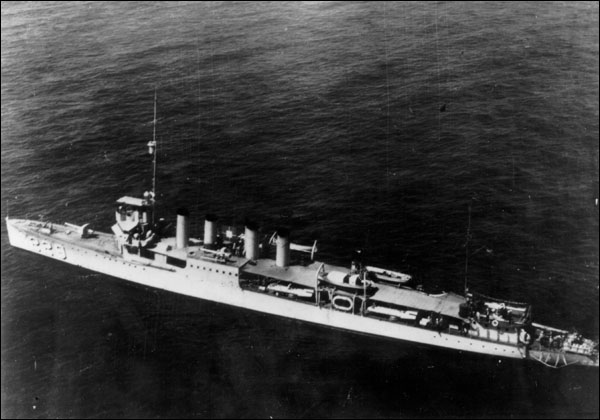 The USS Truxtun, a four stack destroyer, n.d.