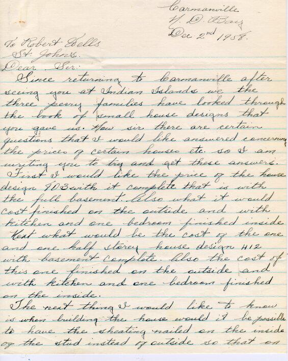 Leander Perry Letter to Robert Wells, 1958 Page 1