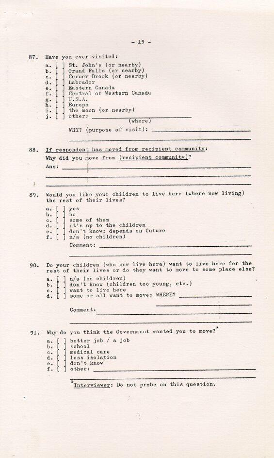 Household Resettlement Questionnaire, 1966 Pages 11-15 (Page 15)