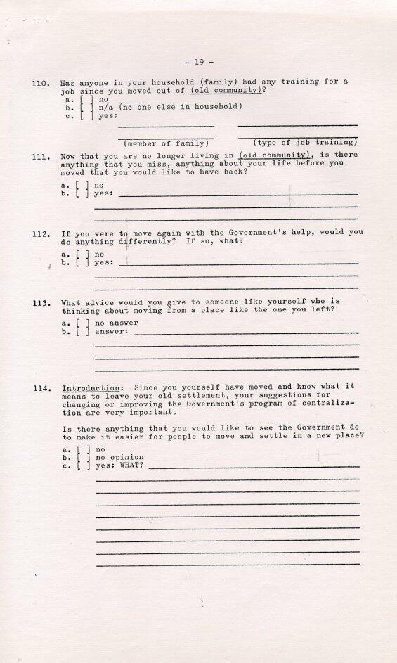Household Resettlement Questionnaire, 1966 Pages 16-19 (Page 19)
