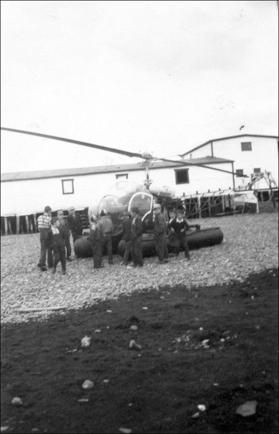 Helicopter at the Fish Plant, Regina, Colinet Islands