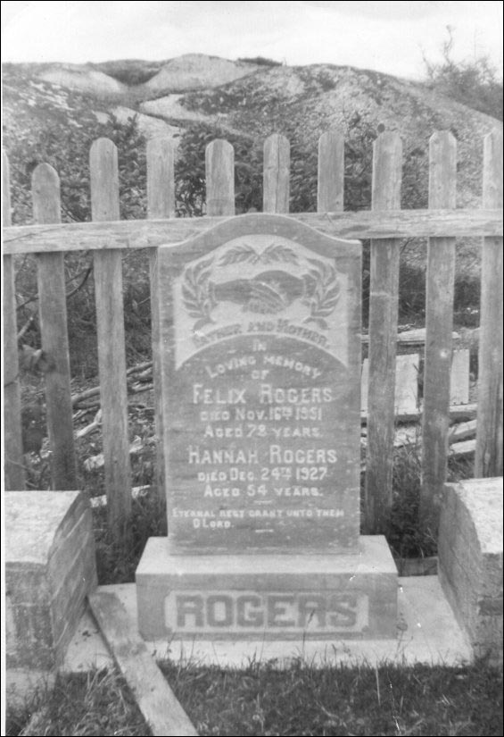 Felix and Hannah Rogers's headstone, Fair Island Anglican Cemetery