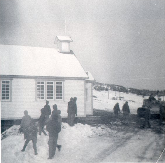 The Church of St. Mary the Virgin, being moved on site at Marystown, Placentia Bay