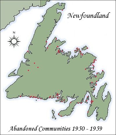 Abandoned Communities 1950-1959 (Click for larger map)