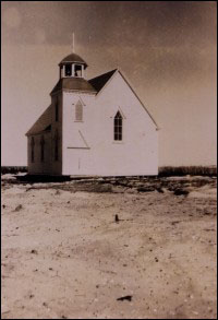 Cape Island methodist church, referred to locally as 'the church up on the nick'