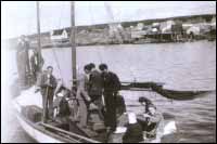 Men and women leaving the island to work on the mainland