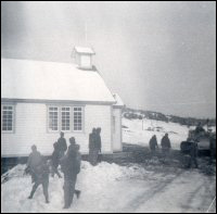 The Church of St. Mary the Virgin, being moved on site at Marystown, Placentia Bay